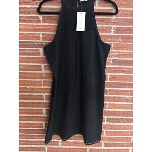 Solitaire Swim Black Cotton Mesh Swim Cover Up Size Medium Boho Beach Halter NWT